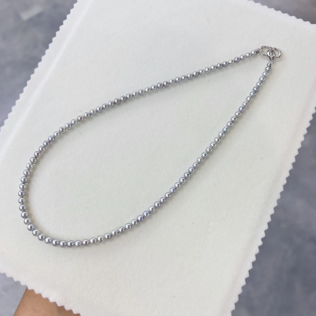 【罗伊伊推荐】海水珍珠真多麻项链 4-5mm S925银（赠手链）YB0112