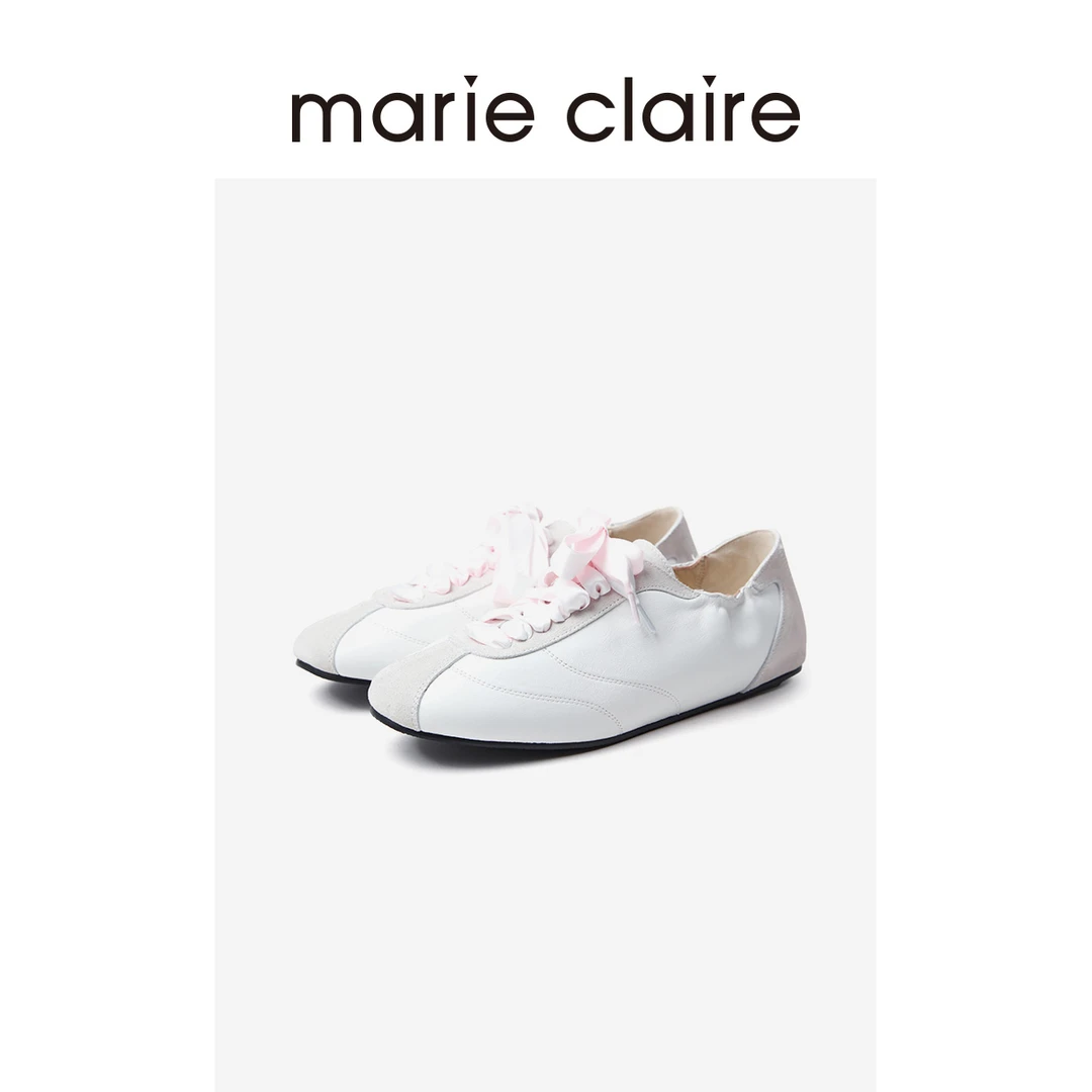 MC女鞋软面缎带德训鞋2025年秋罗勒卡其白休闲鞋marieclaire女鞋
