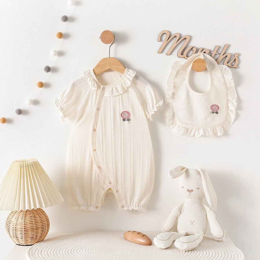 女宝宝连体衣夏季a类透气棉短袖婴儿衣服夏天小月龄洋气外出哈衣