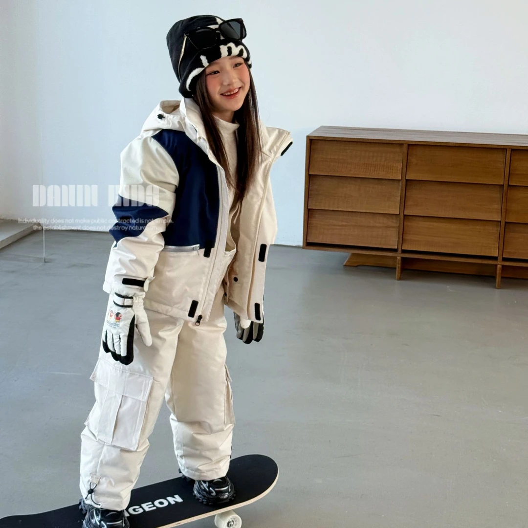 嗒囜【九零●鹅绒｜牛津 面料贴膜】滑雪服 儿童羽绒服/羽绒背带裤