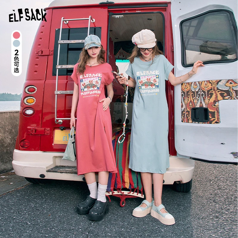 0106【毛毛专属】妖精的口袋我的游乐场开叉休闲印花t恤连衣裙女2