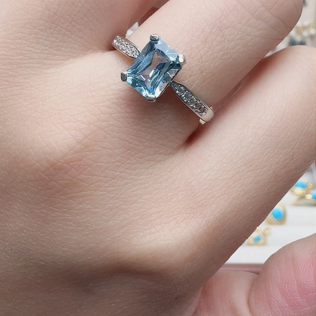 托帕石戒指银S925镶嵌戒指