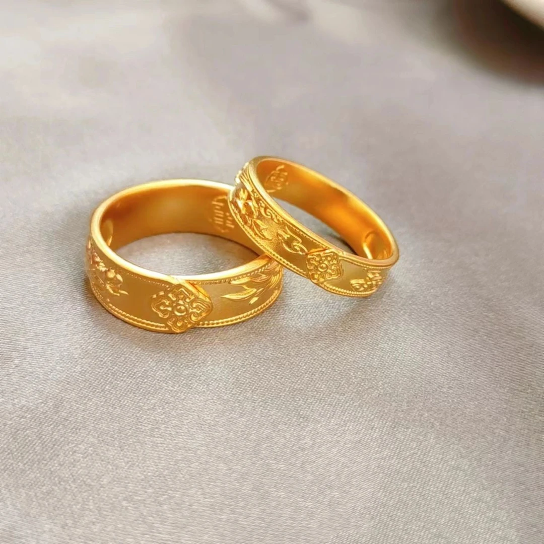 铜合金戒指 古法龙凤戒指情侣对戒小众设计轻奢男女高级百搭尾戒