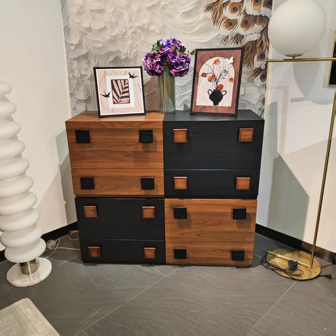 卡门柜中古风法式斗柜复古实木模块柜子小户型现代简约储物柜