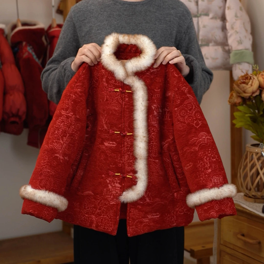 cangtian kiss【现货】小女孩中国风拜年服冬季2024新款棉衣51A6497