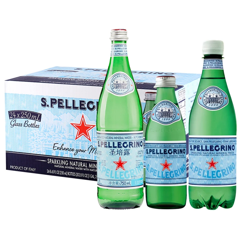 意大利进口圣培露含气天然矿泉水气泡水整箱250/500ML