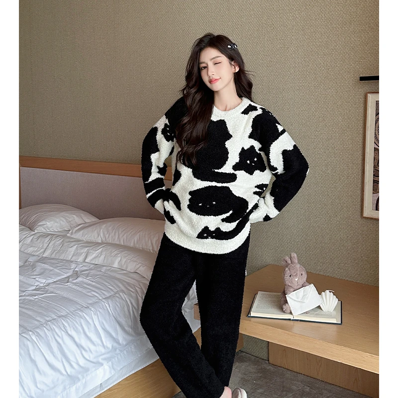 莫里伊【黑白奶牛猫】小众时尚潮牌设计休闲可外穿保暖睡衣家居服