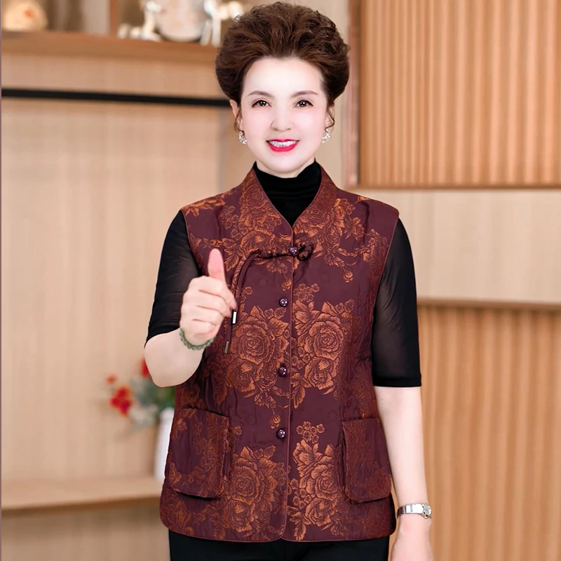 中年妈妈国风马甲春夏薄款2025新中式盘扣开衫马夹女老年奶奶上衣