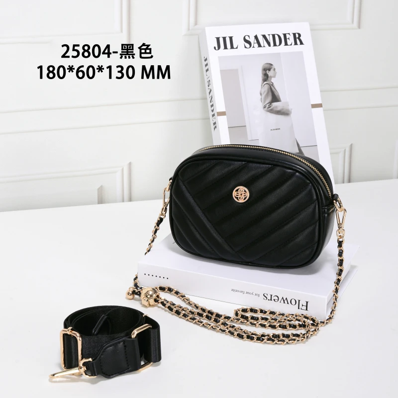 【RAIN·CUN】轻奢小金球链条单肩斜挎圆饼包 GQ-25804-黑色