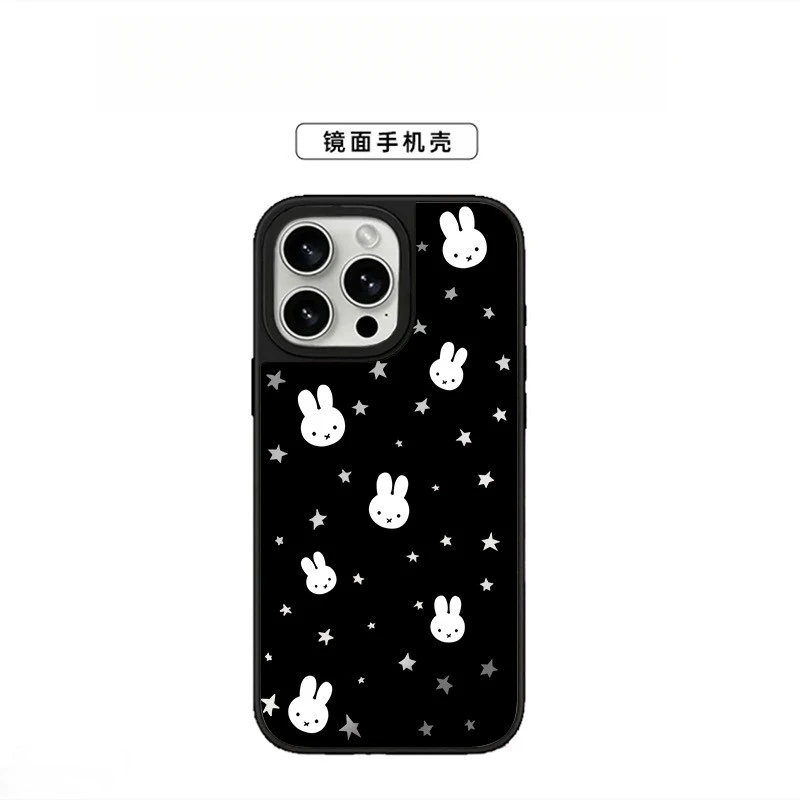 适用可爱星星米菲兔苹果17prox镜面手机壳iPhone16女15新款14/13