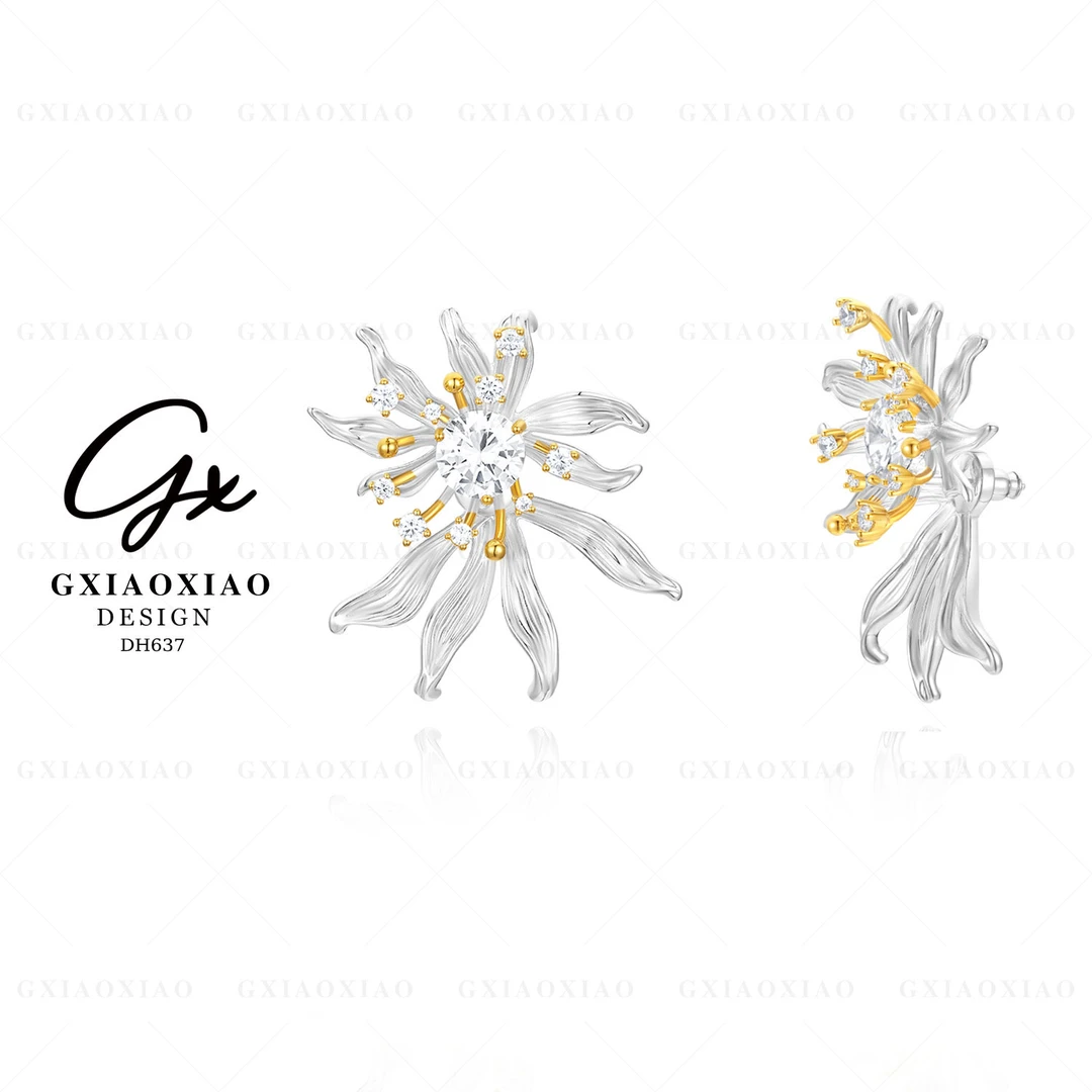 G XIAOXIAO 镀K金 【琉璃冰花】高级轻奢设计耳环 DH637