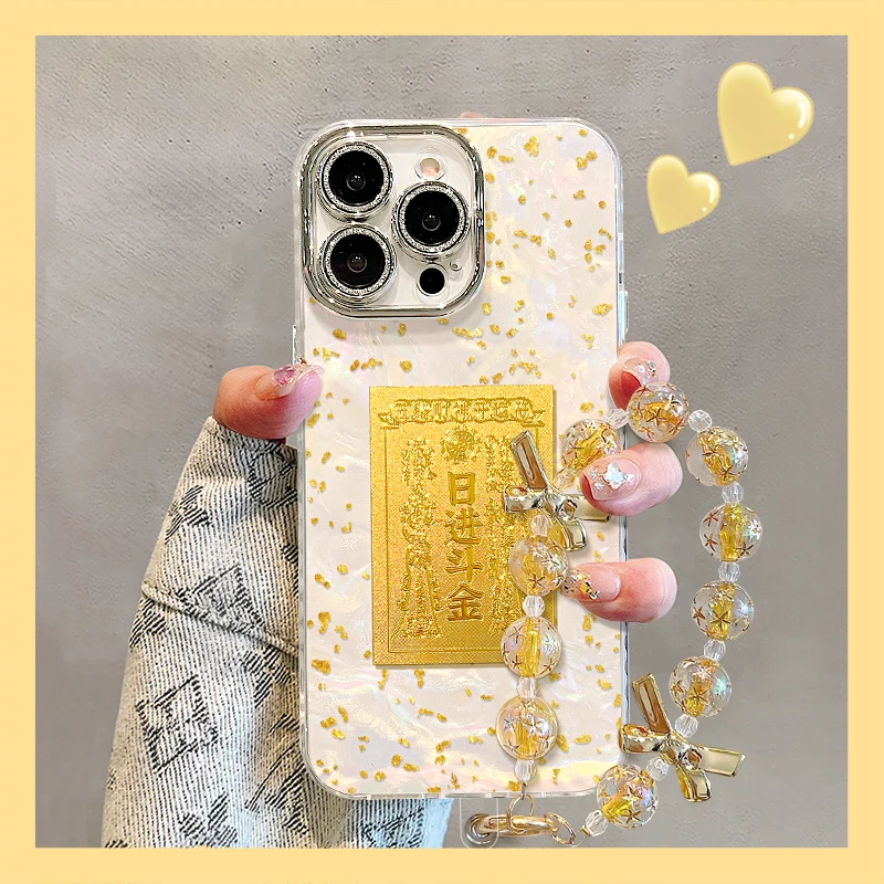 金箔适用苹果15华为vivo/oppo小米iPhone16pro精孔贝壳纹手机壳