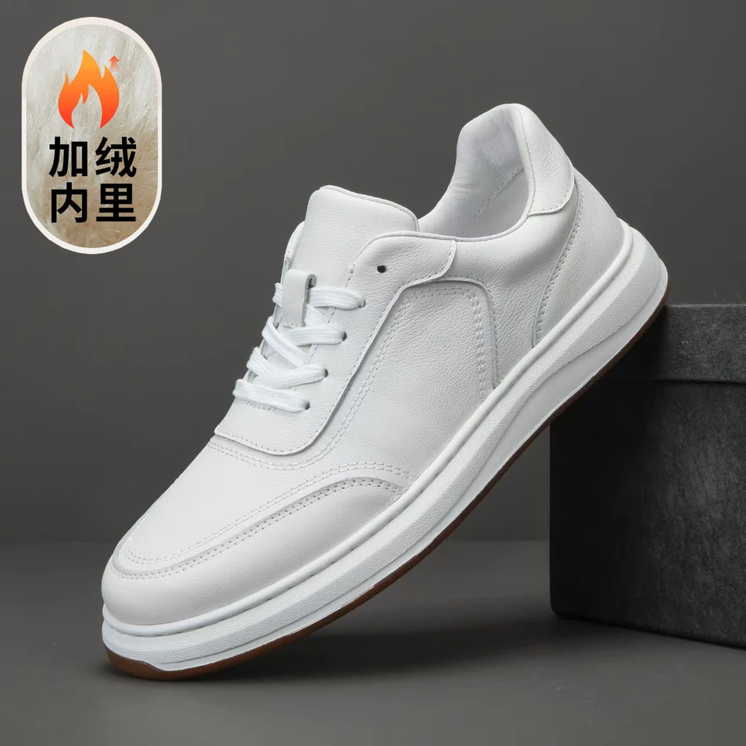 加绒款休闲皮鞋2025男鞋秋冬爆款简约时尚牛皮真皮舒适百搭皮鞋