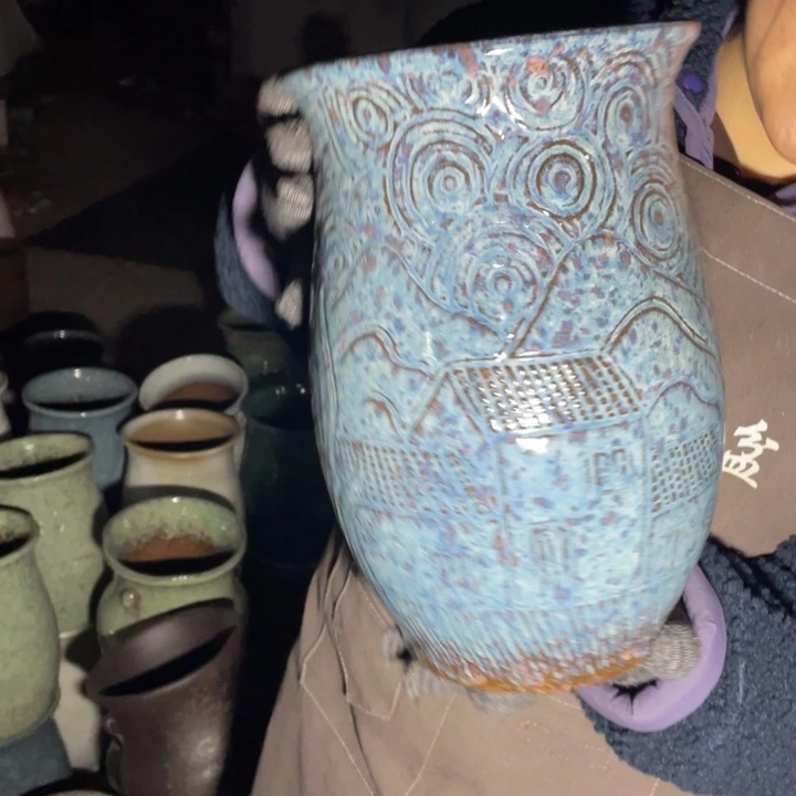 紫砂花盆口19高30瑕疵瑕疵