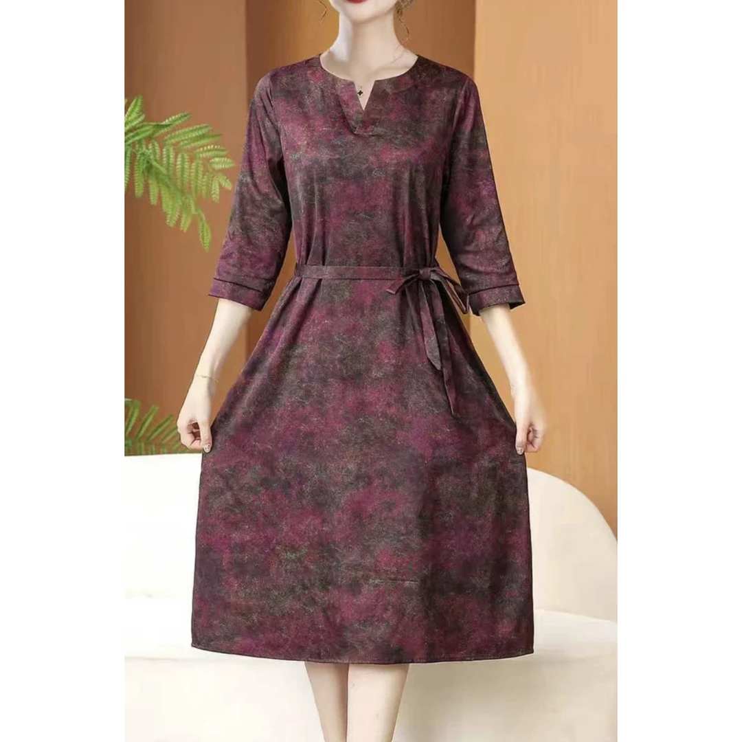 雪【紫霞】新款高级洋气夏季收腰气质显瘦连衣裙时尚裙子9880