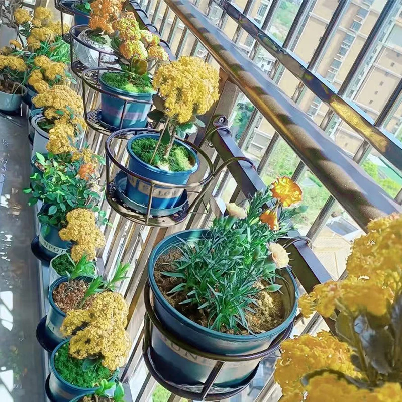 栏杆多肉绿萝花架子室内置物架阳台花架家用铁艺悬挂式花盆挂架