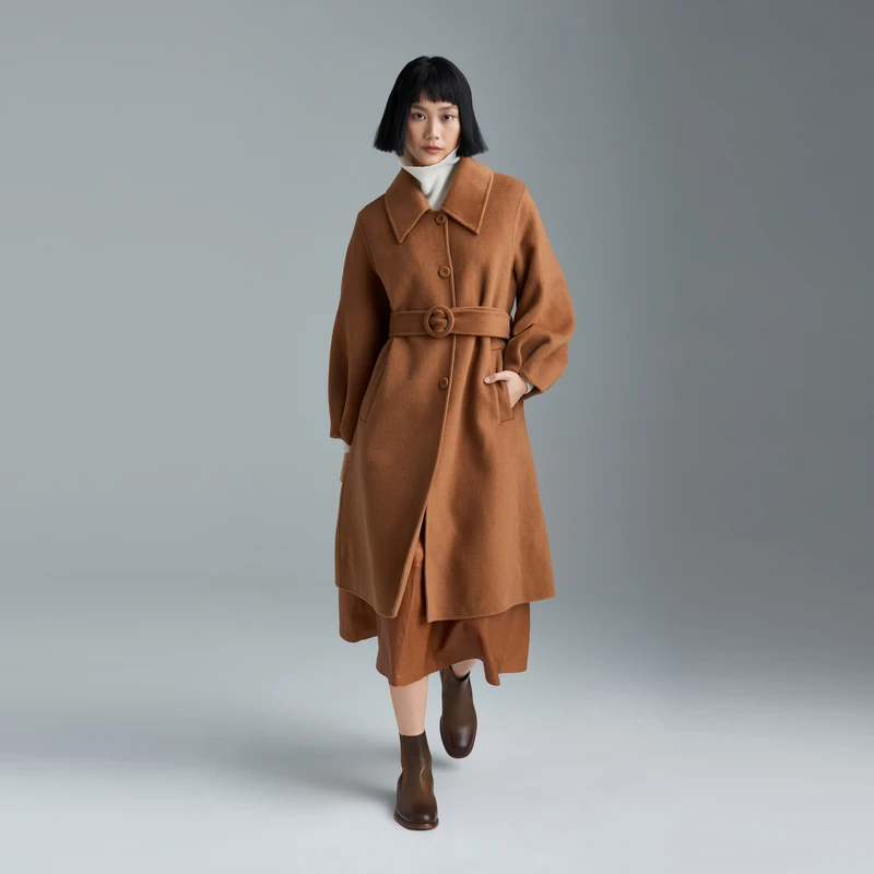 【妍妍专属】型翻领系带长大衣A122-D1M01