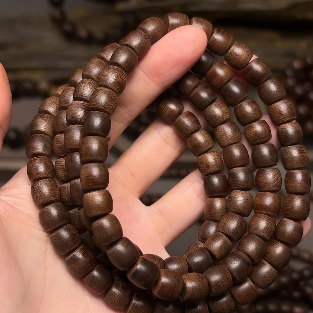 沉香手串越南芽庄绿棋楠玉化料0.8×108