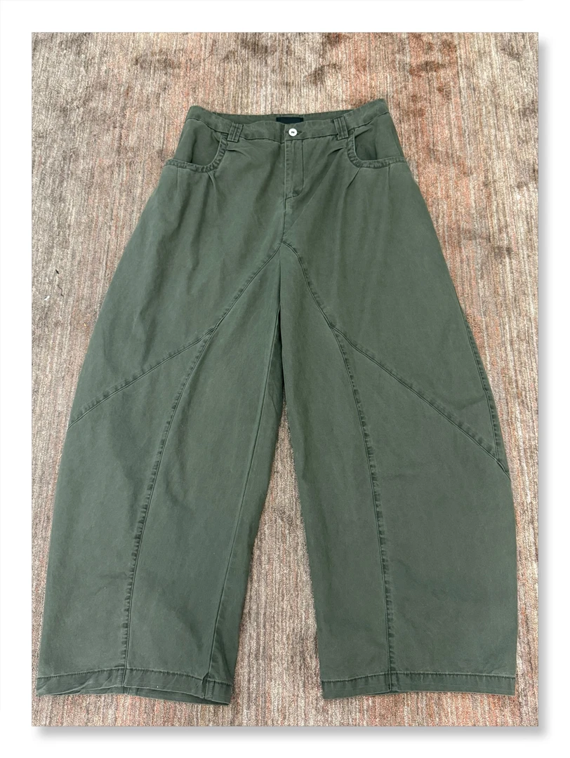 Uninhabitable薄款弯刀裤中高腰！纯棉夏季休闲裤工装裤裤子阔腿裤