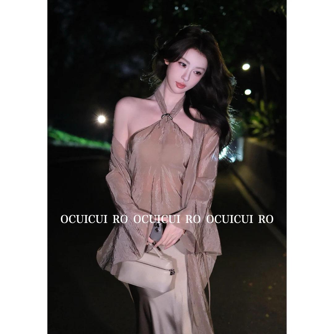 CUI CUI 崔崔【南风有穗】清冷风独特别致挂脖上衣高级感时尚套装女