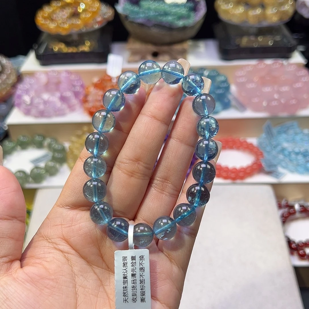 手串未镶嵌水晶筱*天花板魔鬼蓝海蓝宝10.6m m