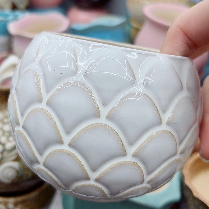 多肉绿植陶瓷花盆9.9包邮，有孔