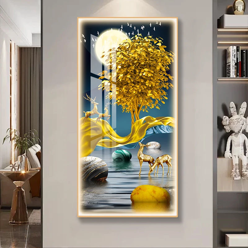 2025新款玄关装饰画现代轻奢高级感led灯画入户走廊过道发光画