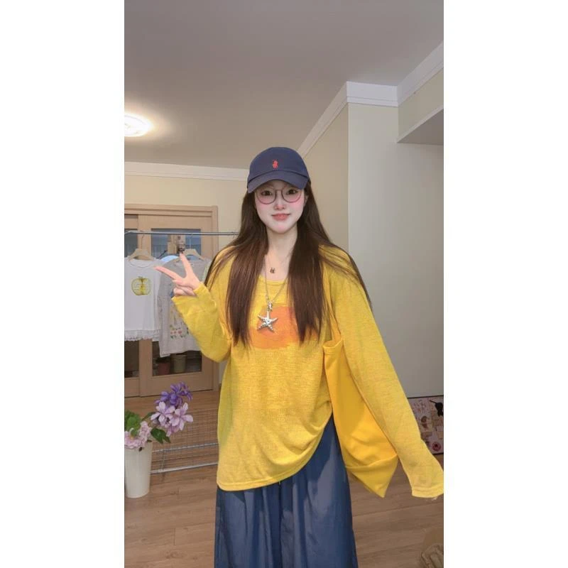 绝美T恤印花上衣女2025夏新款百搭休闲显瘦慵懒感防晒罩衫上衣