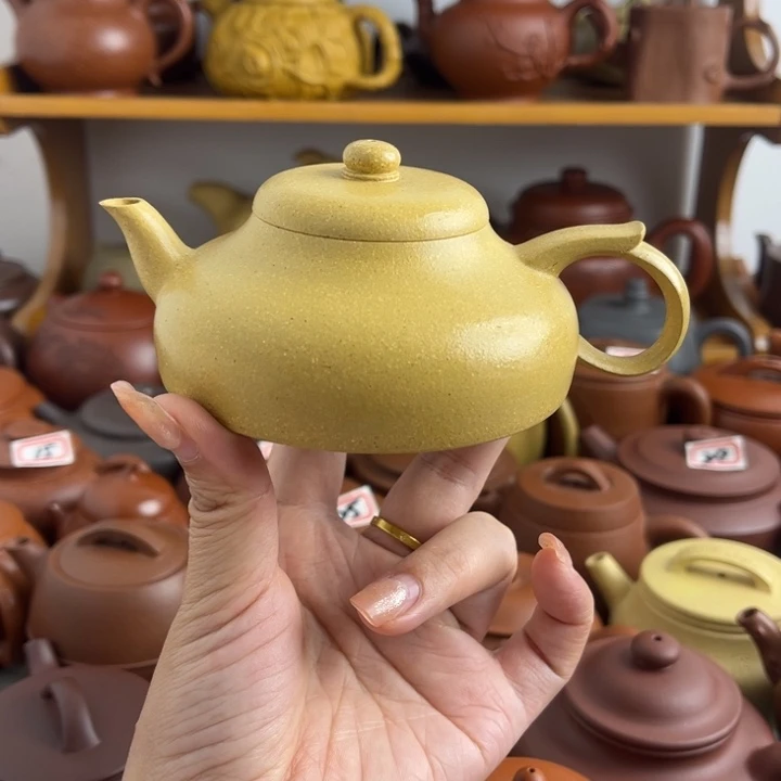 紫砂茶壶150cc本绿半手