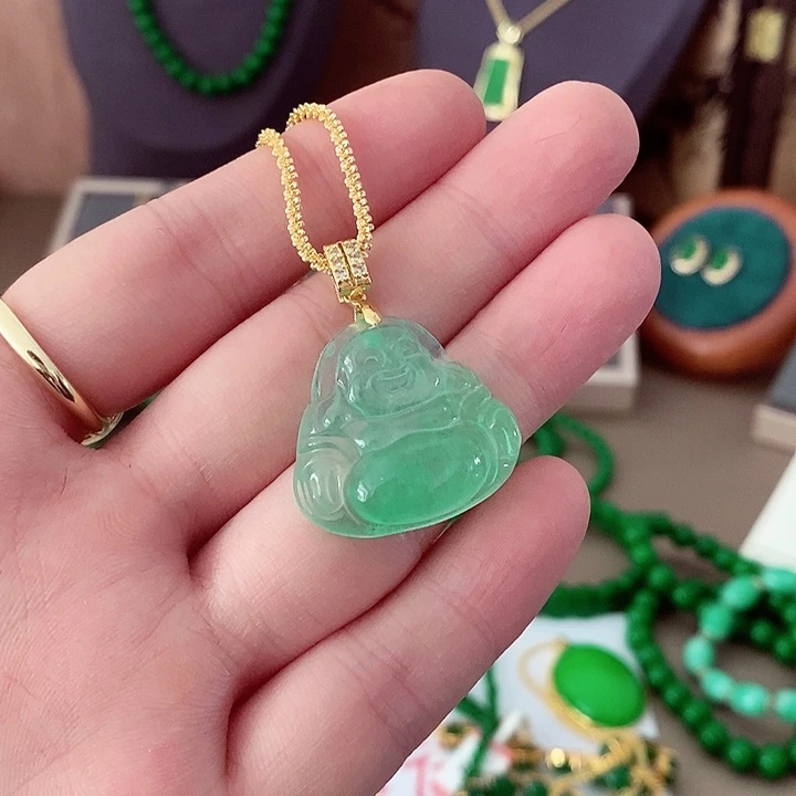 翡翠18K金镶嵌吊坠(赠链)42