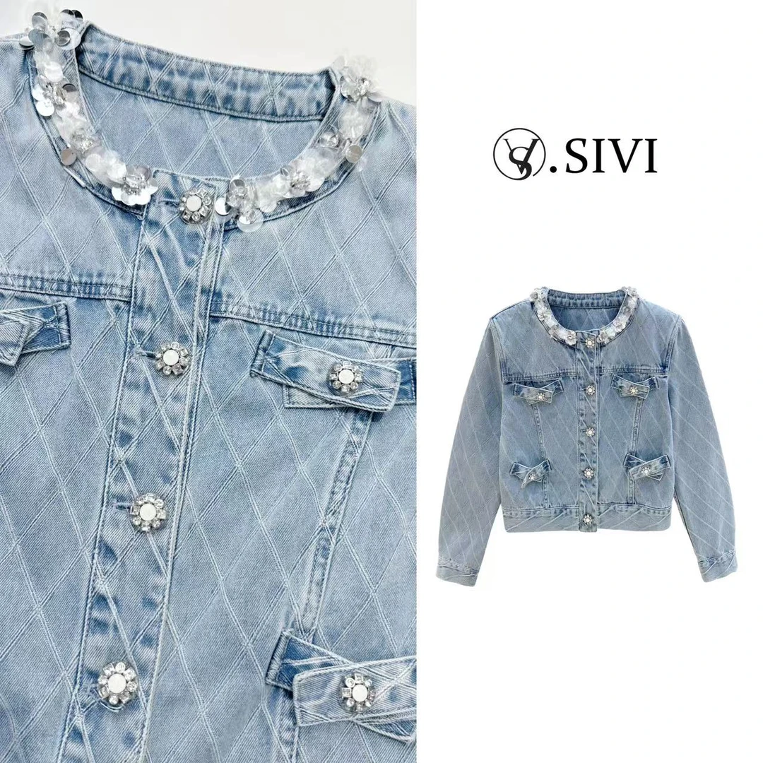 熙薇【风和日丽】2025春季新款时尚休闲气质牛仔外套H1225