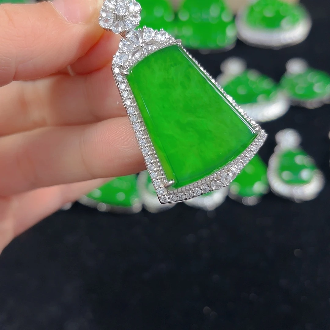 翡翠银S925镶嵌吊坠(不含链)