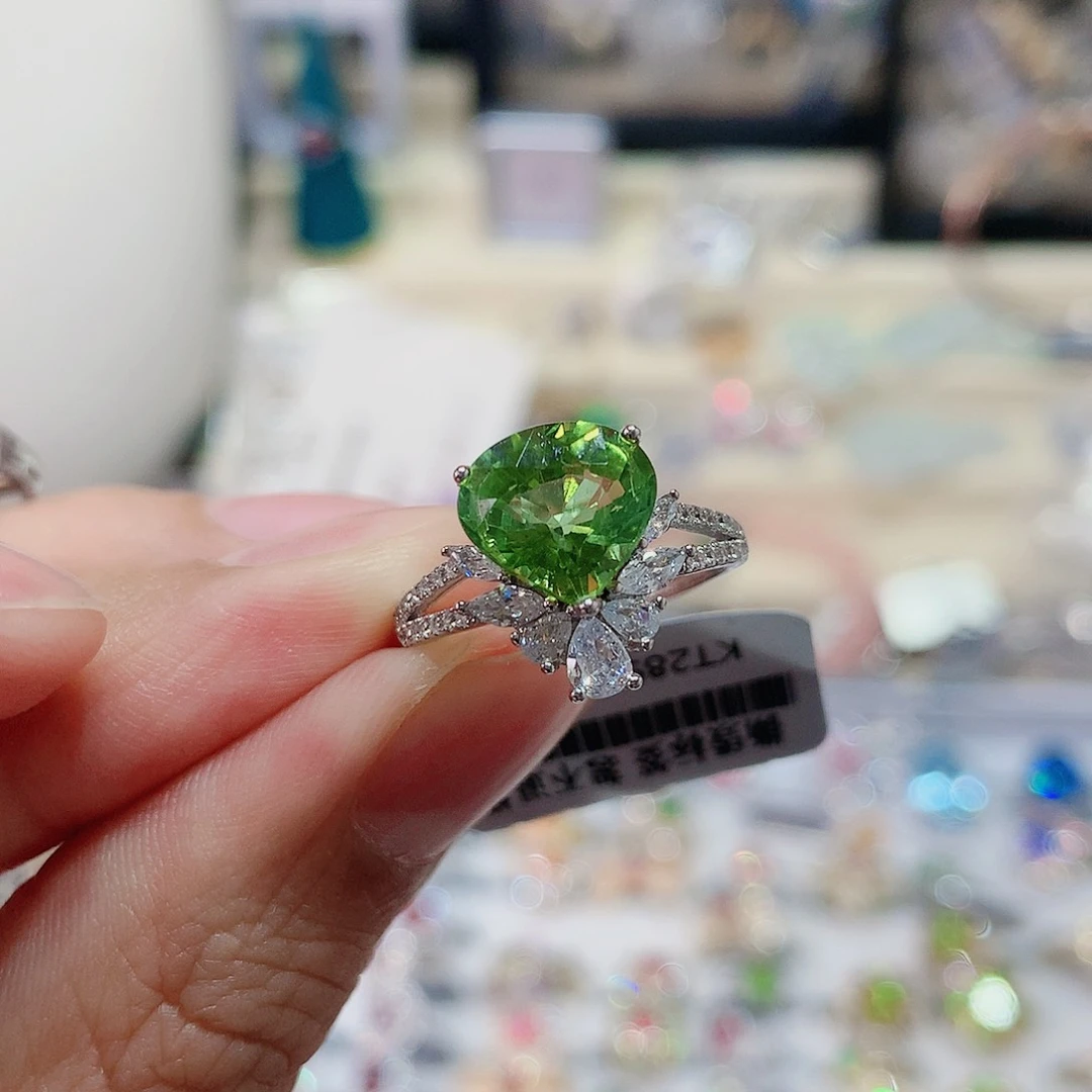 碧玺戒指戒指银S925镶嵌大*&