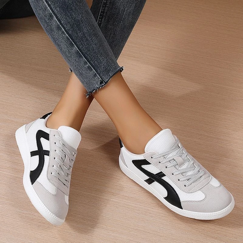 7295-1新款网面鞋休闲平底百搭运动小白鞋中跟德训鞋舒适超软
