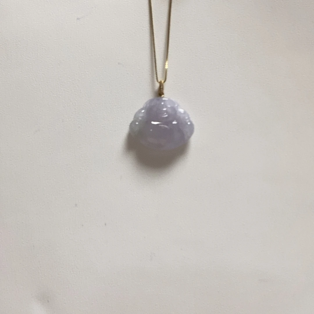 颈饰18K金镶嵌翡翠佛