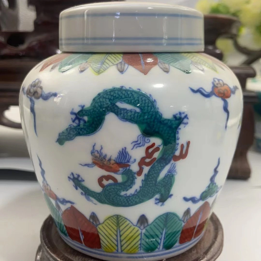 高档手工手绘青花斗彩茶叶小罐～画片要求联系后台