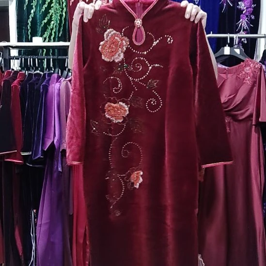 2XL旗袍加绒加厚长款