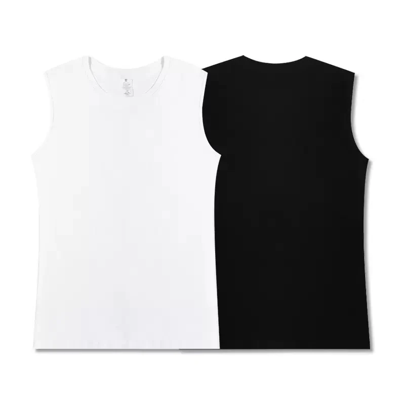 两件装纯棉无袖背心健身运动短袖男宽松夏季纯色内搭