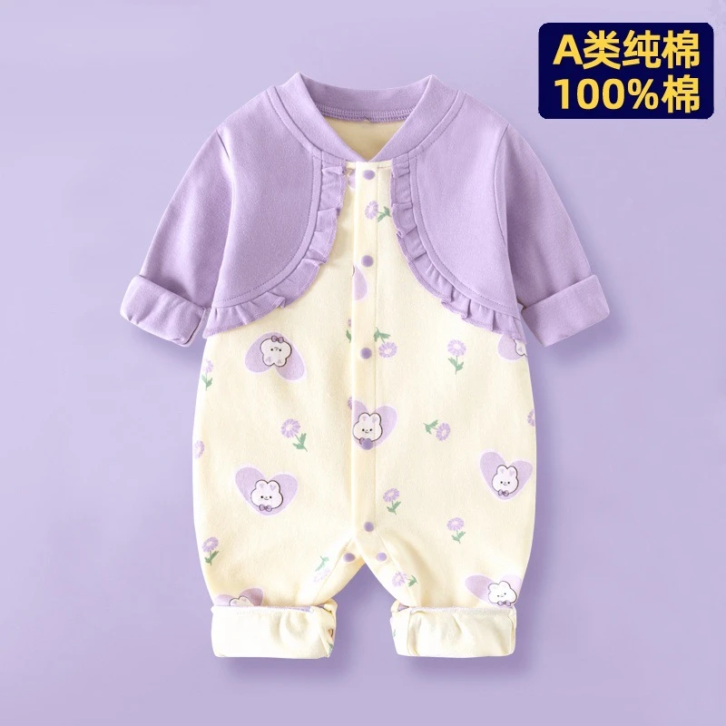 跨境专供婴幼儿连体衣可爱女宝宝卡通哈衣纯棉长袖婴儿服春薄