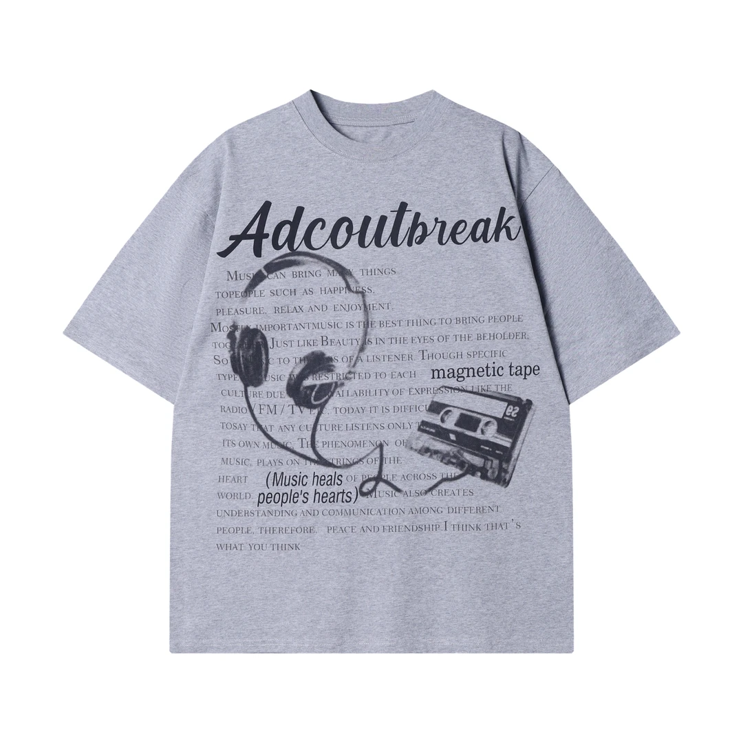 夏季新款时尚个性美式字母涂鸦印花圆领短袖T恤宽松ins设计感上衣