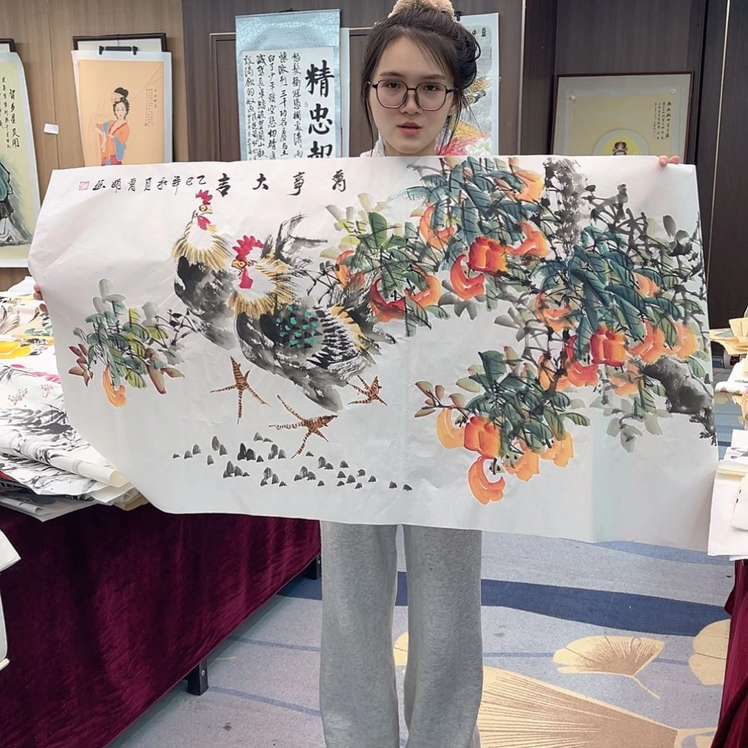 国画00后美女卖字画