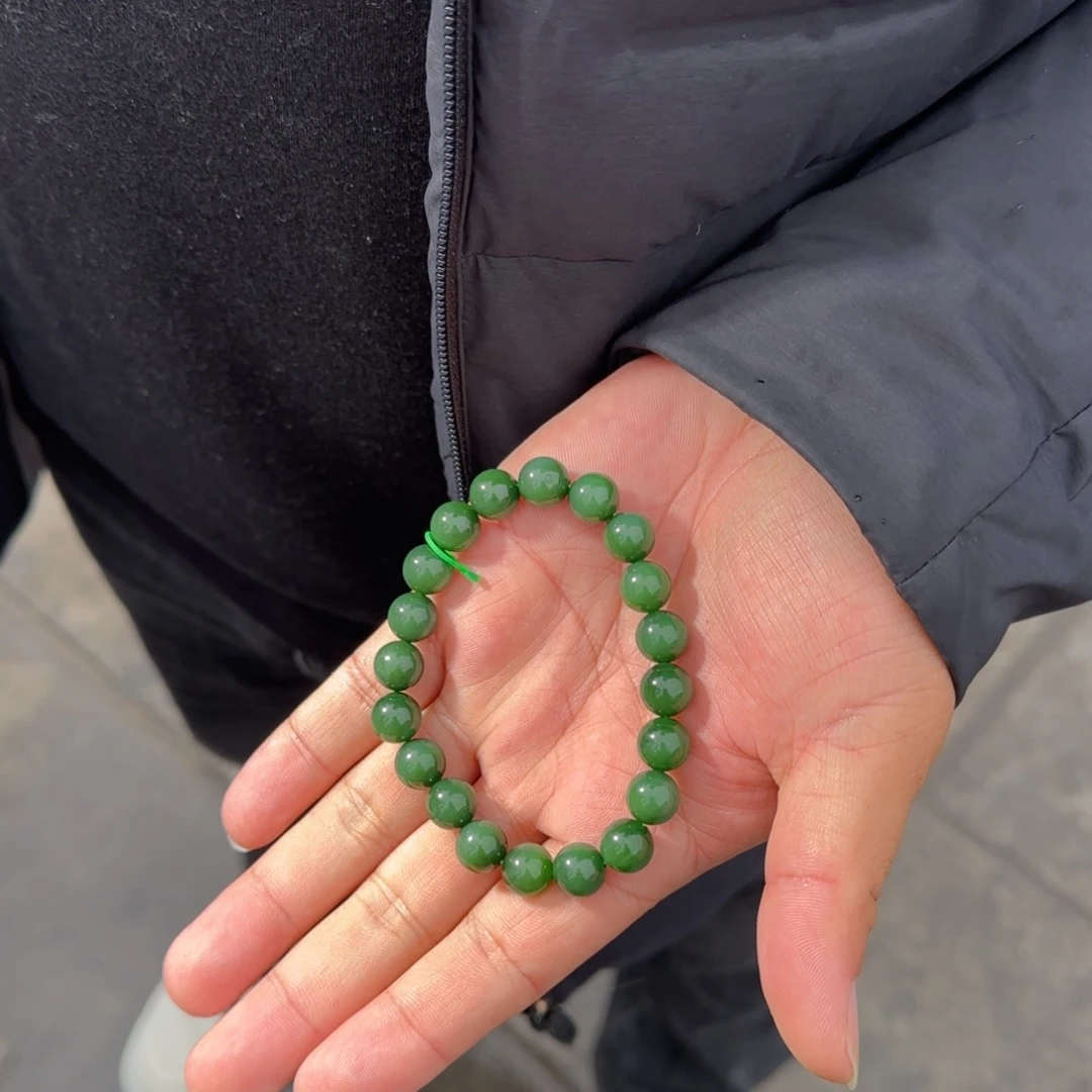 和田玉未镶嵌手链俄碧夹层料卡10