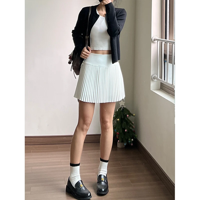 新款春夏西装细纹压褶百褶裙春行出游衣服必备洋气休闲网红短裙