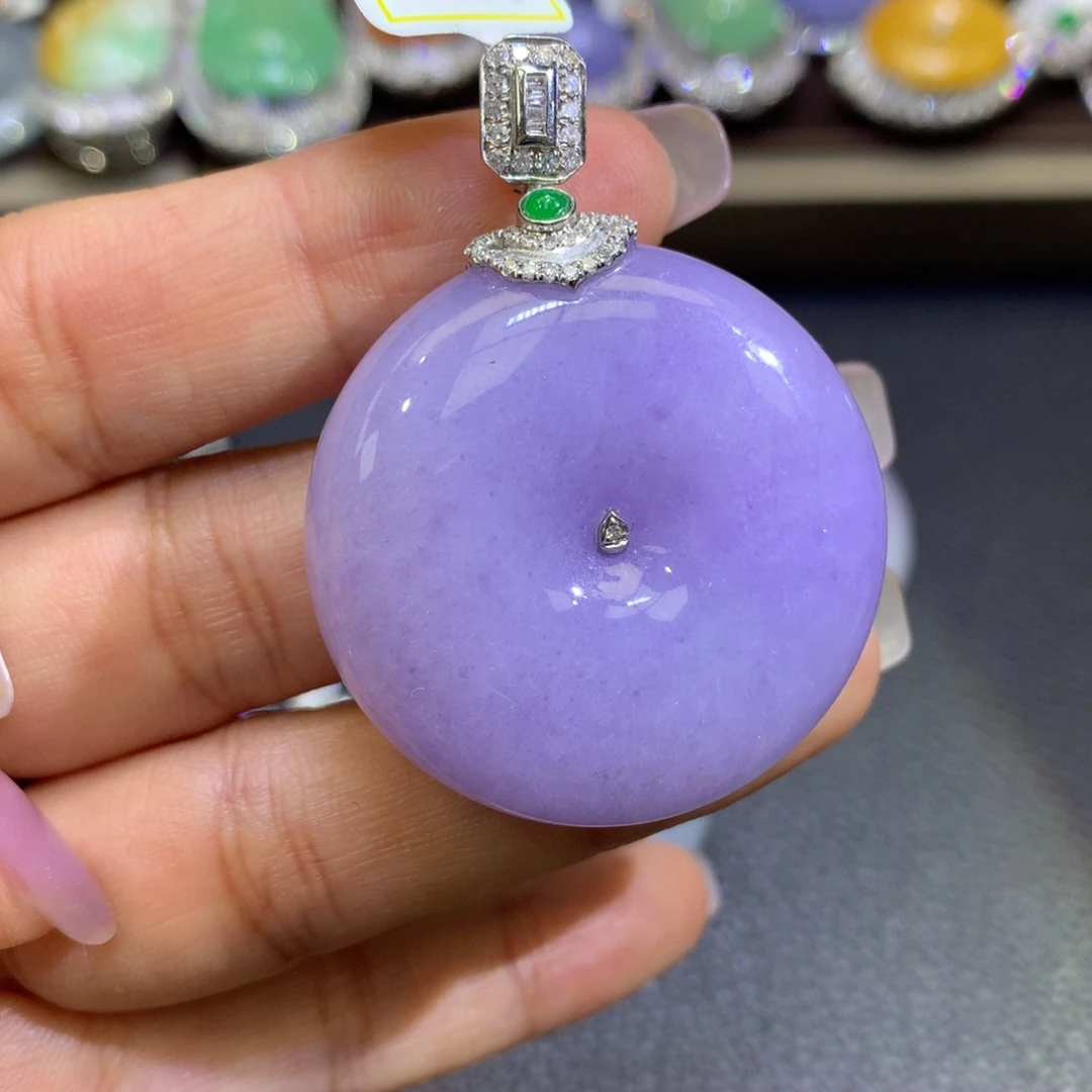 翡翠18K金镶嵌吊坠(赠链)翡翠吊坠