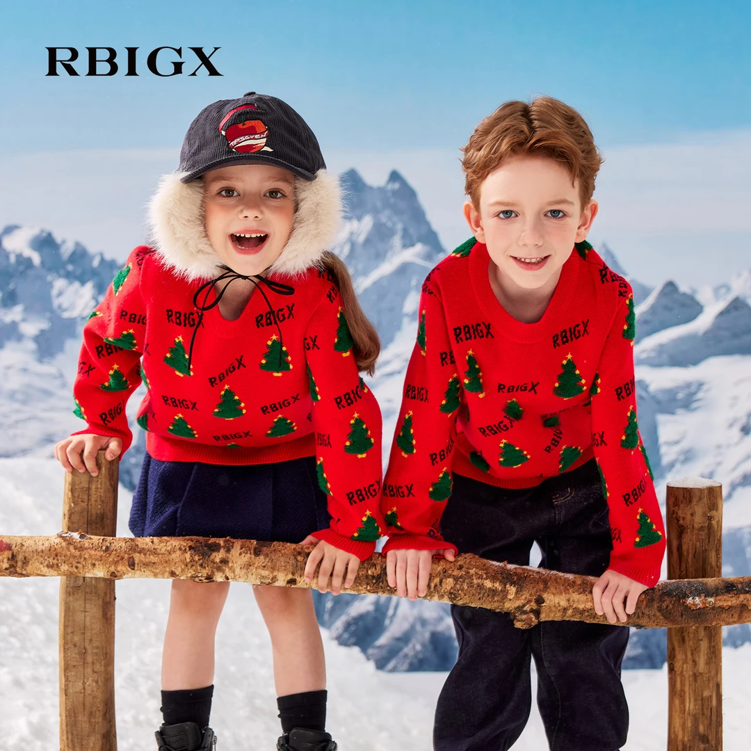 RBIGX瑞比克童装冬新款羊毛圣诞树毛衫新年毛衣男女同款MS4DR1887