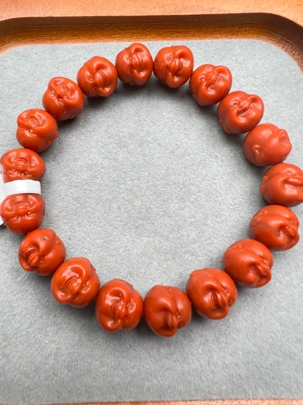 【家喻珠宝】Y34南红满肉川料柔光佛头手串10-11mm+