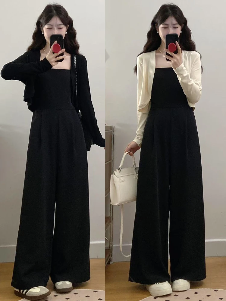 春秋显瘦气质长袖高腰时尚休闲黑色