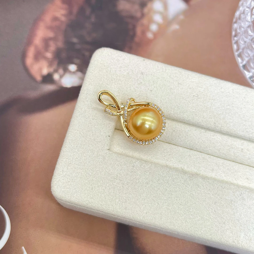 天然南洋金珠镶嵌浓金强光时尚百搭款18K金