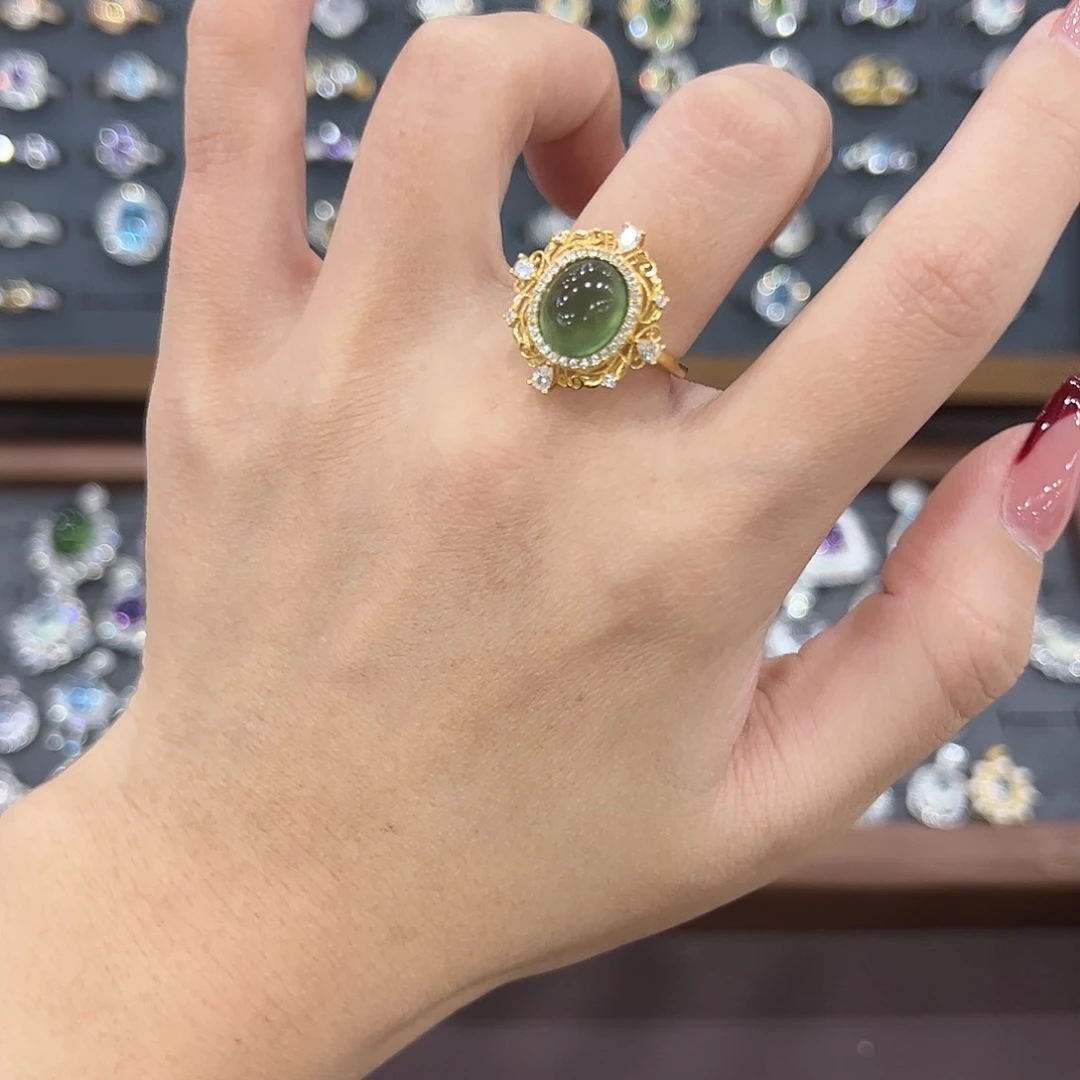 蛇纹石玉银S925镶嵌饰品