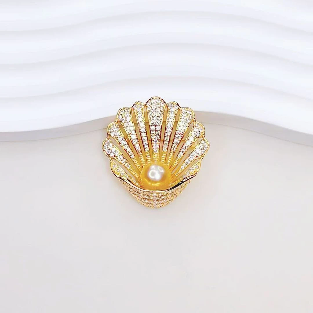 【大D】"金蝶仙贝"南洋金珠高端胸花/9-11MM